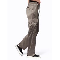 Spodnie cargo z satyny, taupe