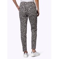 Druckhose m. Leomuster und Patches, hellgrau-schwarz