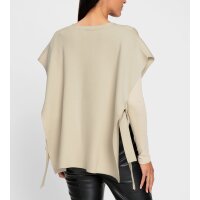 Oversized-Strickweste m. Bindebändern, elfenbein