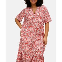 Alloverprint-Maxikleid, hummer-ecru