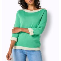 3/4-Arm-Seiden-Baumwoll-Pullover, blaugrün