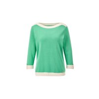 3/4-Arm-Seiden-Baumwoll-Pullover, blaugrün