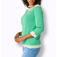 3/4-Arm-Seiden-Baumwoll-Pullover, blaugrün
