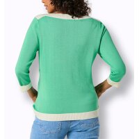 3/4-Arm-Seiden-Baumwoll-Pullover, blaugrün