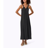 Jersey dress with crochet insert, black
