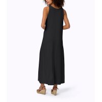 Jersey dress with crochet insert, black