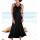 Jersey dress with crochet insert, black