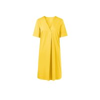 Summer dress with pleat at V-neckline, sun yellow