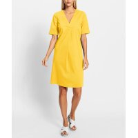 Summer dress with pleat at V-neckline, sun yellow