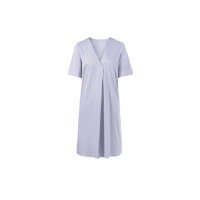 Summer dress with pleat at V-neckline, lilac