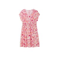 Summer dress with smocked waistband, champagne-patterned