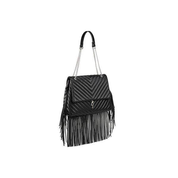 Tasche m.dekorativen Fransen, schwarz