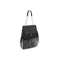 Bag with decorative fringe, black