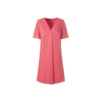 Summer dress with pleat at V-neckline, grapefruit