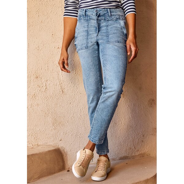 Hose m. Bindeband, blue-stone-washed
