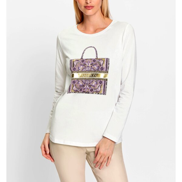 Shirt m. goldfarbenem Letter-Print, ecru
