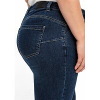 Push-up capri jeans, dark blue denim