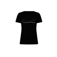 Shirt with lettering and decorative rhinestones, black