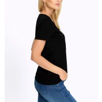 Shirt with lettering and decorative rhinestones, black