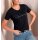 Shirt with lettering and decorative rhinestones, black