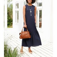 Linen-viscose flounce dress, marine