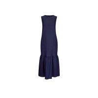 Linen-viscose flounce dress, marine