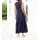 Linen-viscose flounce dress, marine