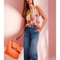 Blusentop, orange-pink-bedruckt