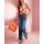 Blusentop, orange-pink-bedruckt