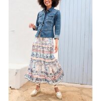 Stufen-Chiffon-Druckrock, dunkeltaupe-marine