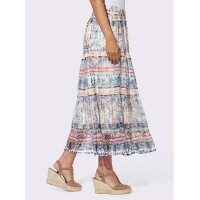 Stufen-Chiffon-Druckrock, dunkeltaupe-marine