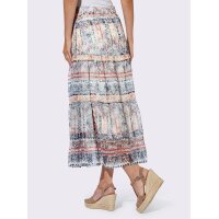 Stufen-Chiffon-Druckrock, dunkeltaupe-marine