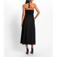 Neckholderkleid m. Blütenapplikation, schwarz