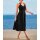 Neckholderkleid m. Blütenapplikation, schwarz