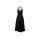 Neckholderkleid m. Blütenapplikation, schwarz
