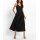 Neckholderkleid m. Blütenapplikation, schwarz