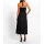 Neckholderkleid m. Blütenapplikation, schwarz