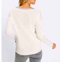 Sweter z błyszczącymi kamyczkami przy dekolcie V, ecru