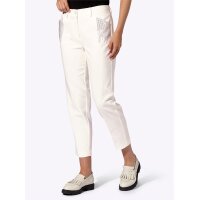 Bügelfaltenhose m. Glitzersteinchen, ecru