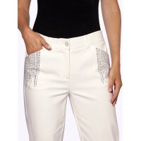 Bügelfaltenhose m. Glitzersteinchen, ecru