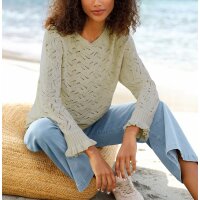 Ajourpullover m. Volants, sand