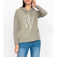 Kapuzenshirt m. Schriftzug und Glitzersteinchen, sesam