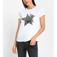 Shirt z aplikacją gwiazdki z cekinów, biały