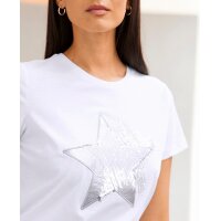 Shirt z aplikacją gwiazdki z cekinów, biały