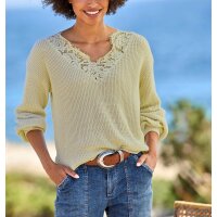 Pullover m. Spitze am V-Ausschnitt, sand