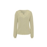 Pullover m. Spitze am V-Ausschnitt, sand