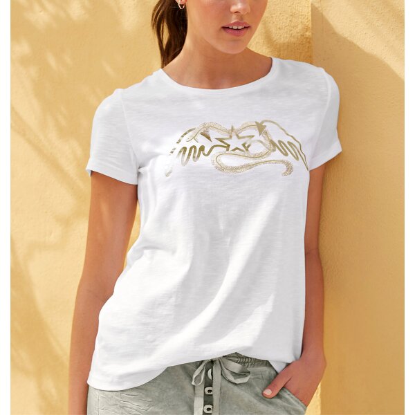 Shirt m. nadrukiem foliowym, ecru
