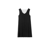 Jersey dress w. decorative straps, black