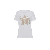 Shirt z nadrukiem gwiazd i napisem, biały
