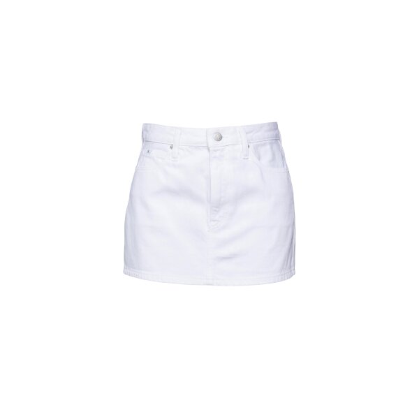 Branded Mini Denim Skirt, white